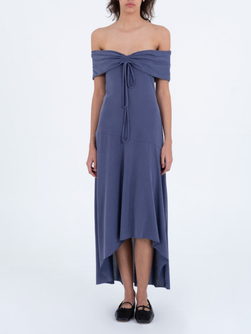 Off-Shoulder Stretch Midi Dress