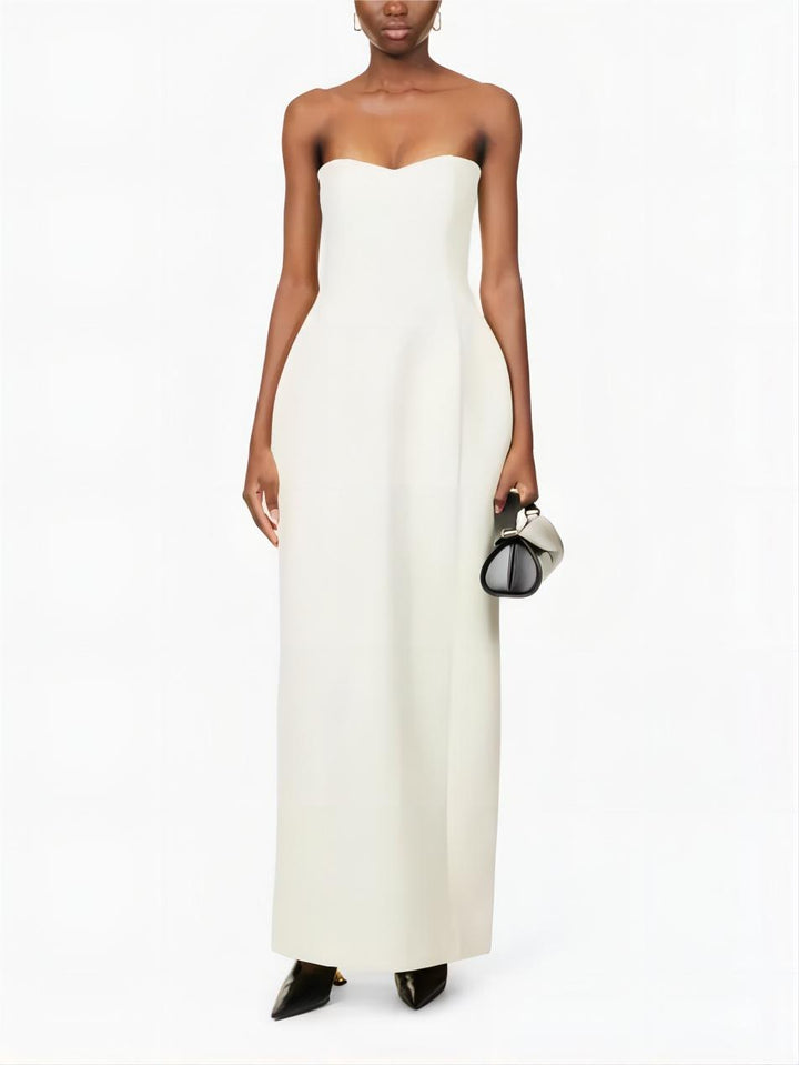 Hoogwaardige strapless elastische minimalistische maxi jurk