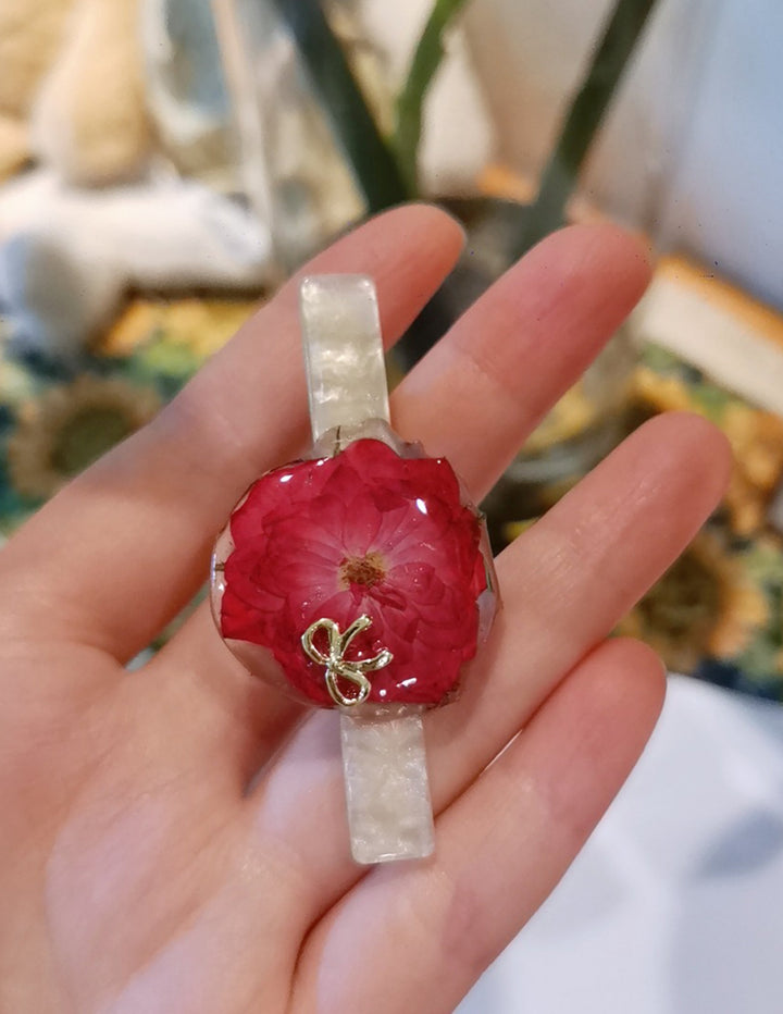 Red Larkspur Pressed Flowers Hair Pins