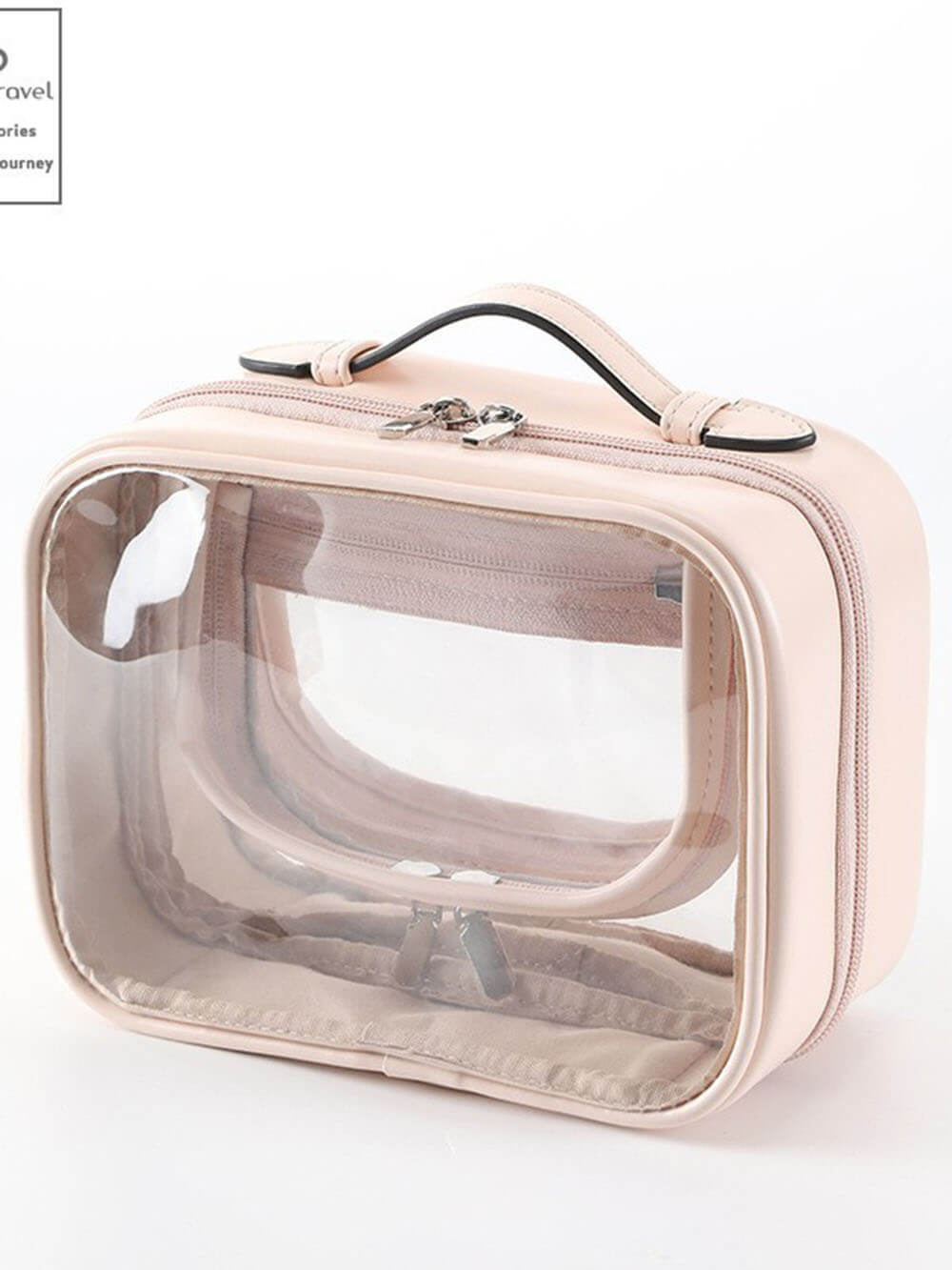 Bolsa de maquilhagem portátil em PU transparente