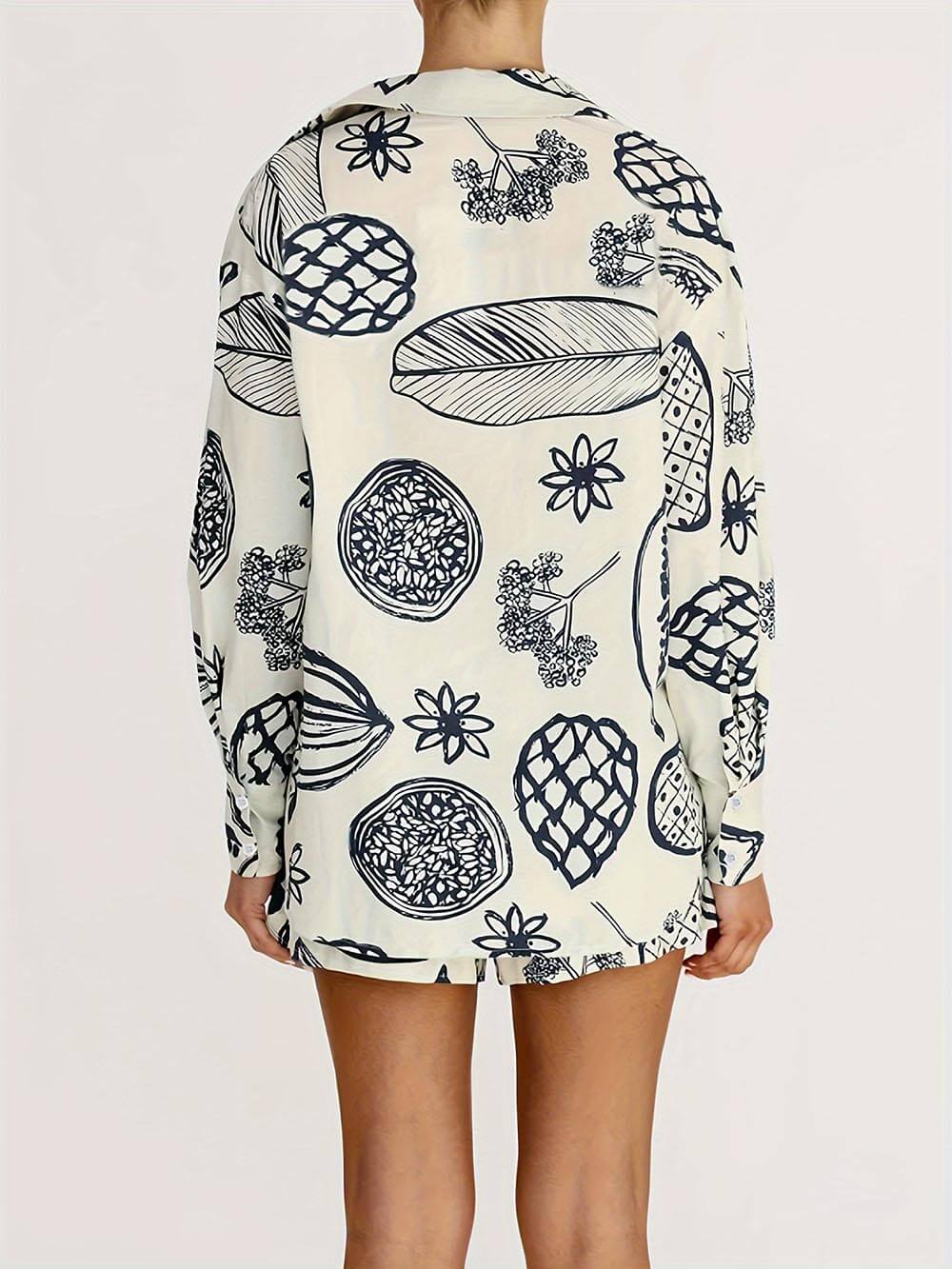 Conjunto de calções e camisola com estampado de frutos de verão