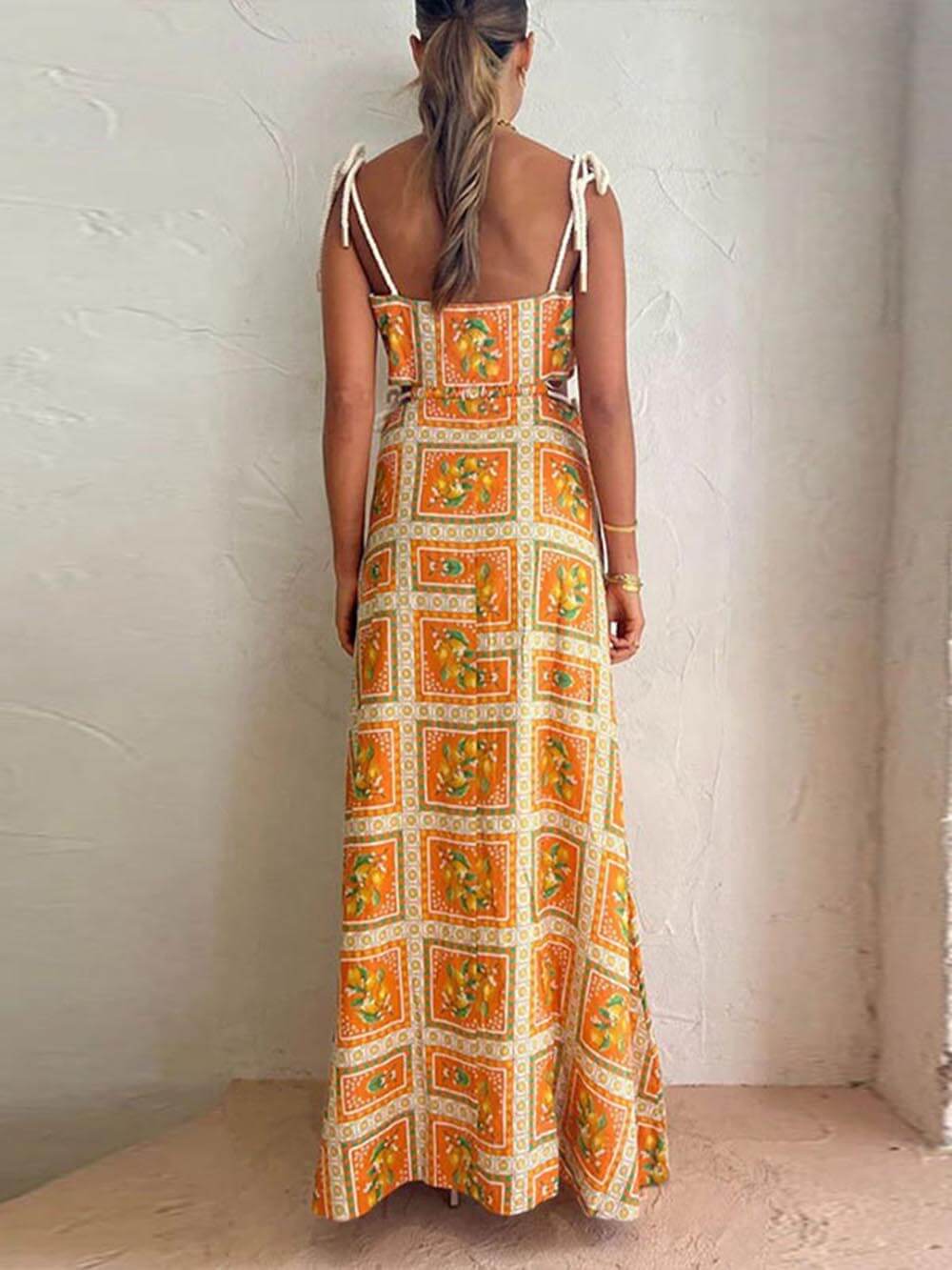 Unique Lemon Print Strappy Dress (robe à bretelles)