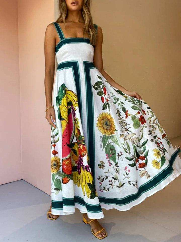 Moda Vestidos soltos com barra sem costas estampados