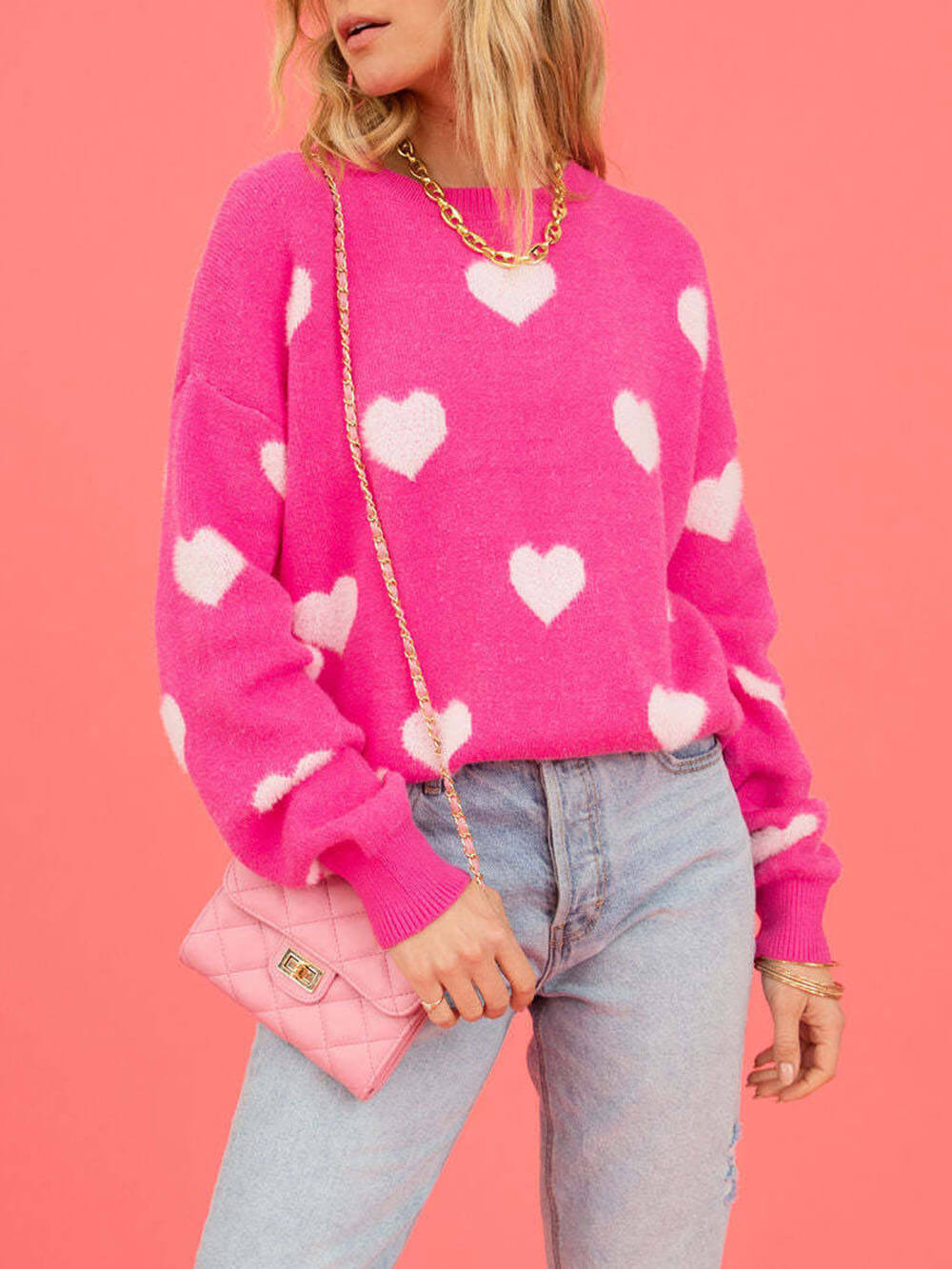 Maglione a girocollo con cuore di San Valentino