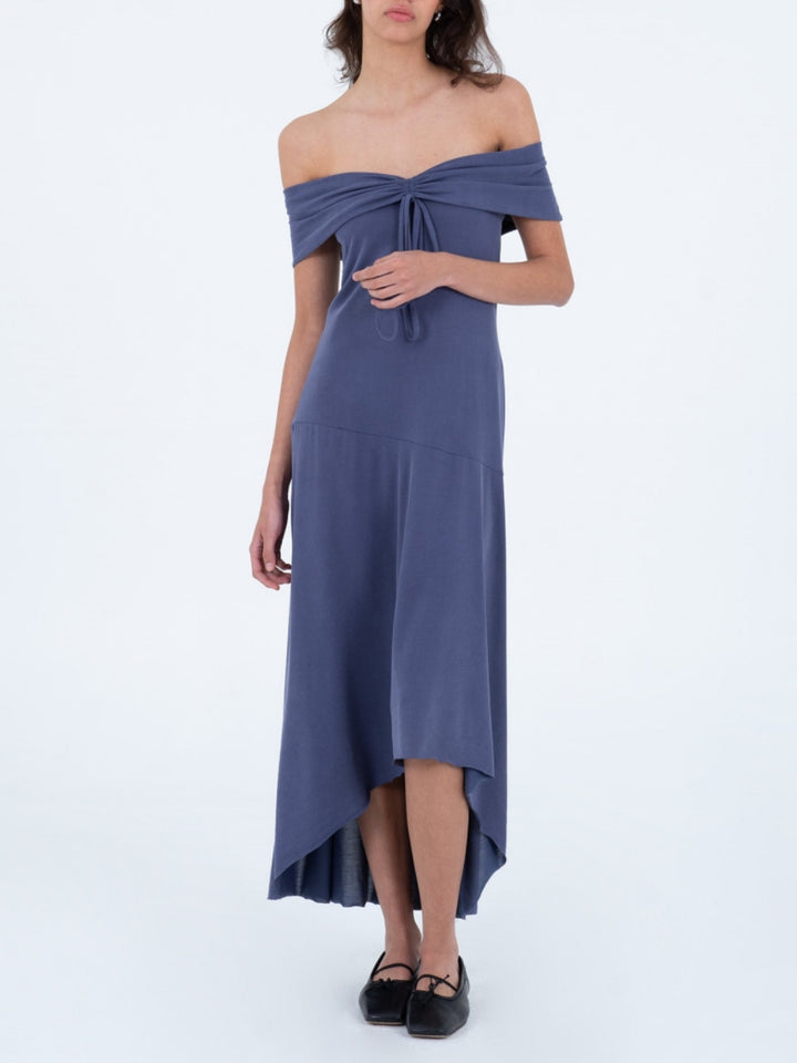 Off-Shoulder Stretch Midi Dress