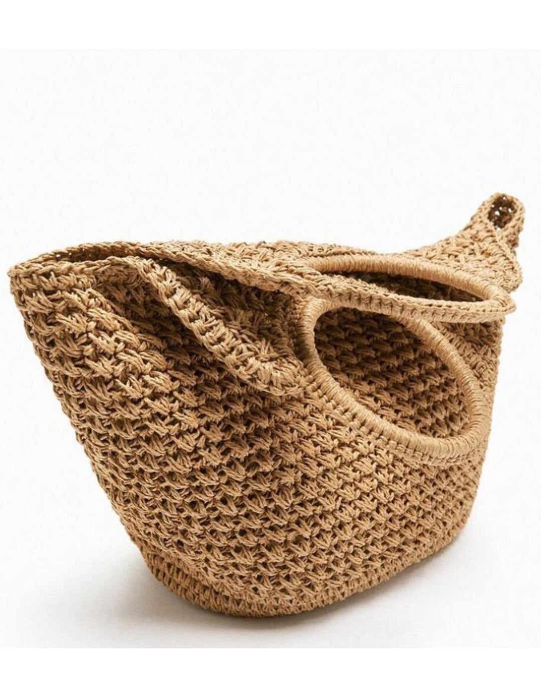 Khaki Stroh Cross Basket Tasche