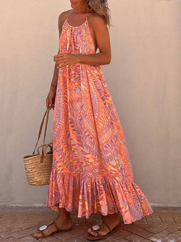 Golden Times Ethnic Print A-line Vacation Maxi Dress