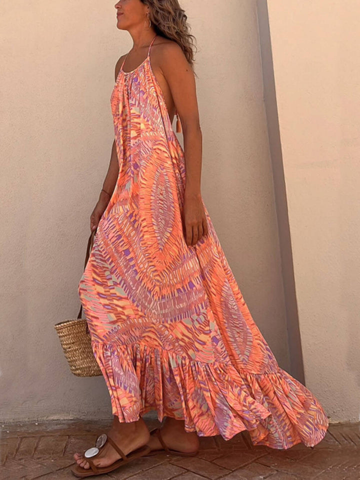 Golden Times Ethnic Print A-line Maxi φόρεμα διακοπών