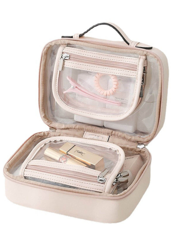 Trousse de maquillage portable en PU transparent