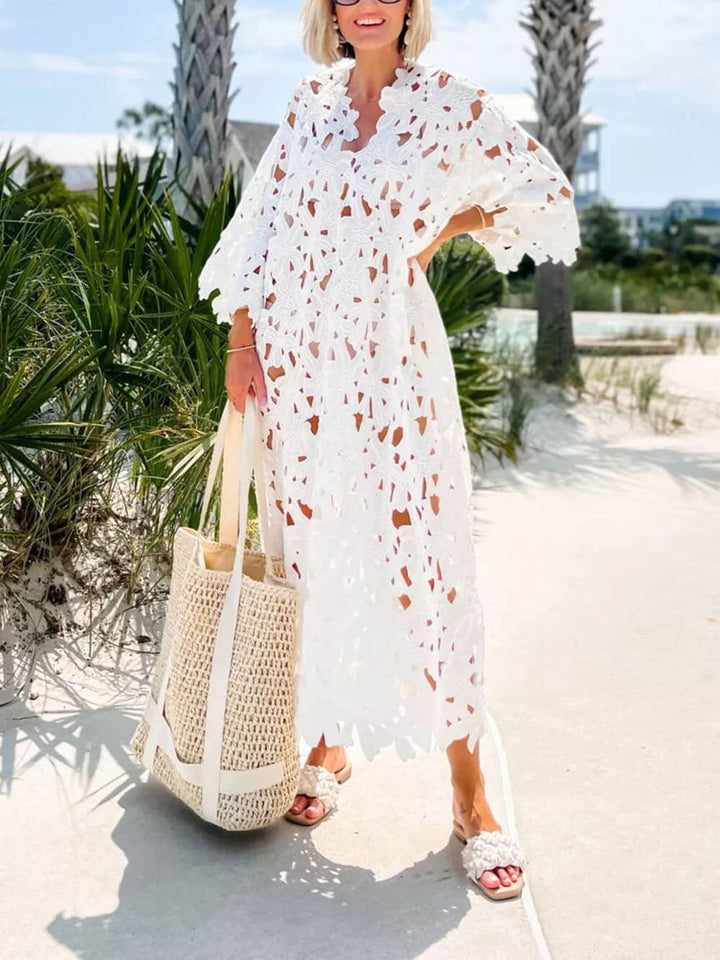 Robe midi de plage en dentelle