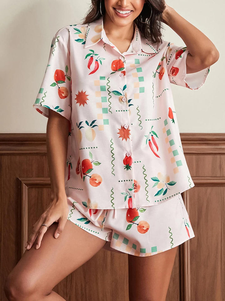 Conjunto de pijama suelto con estampado floral