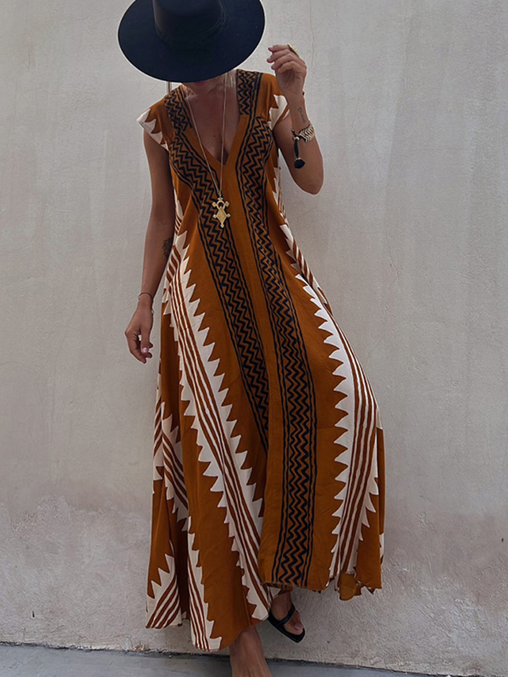 Shannon Bohemian Aztec Print Maxikleid