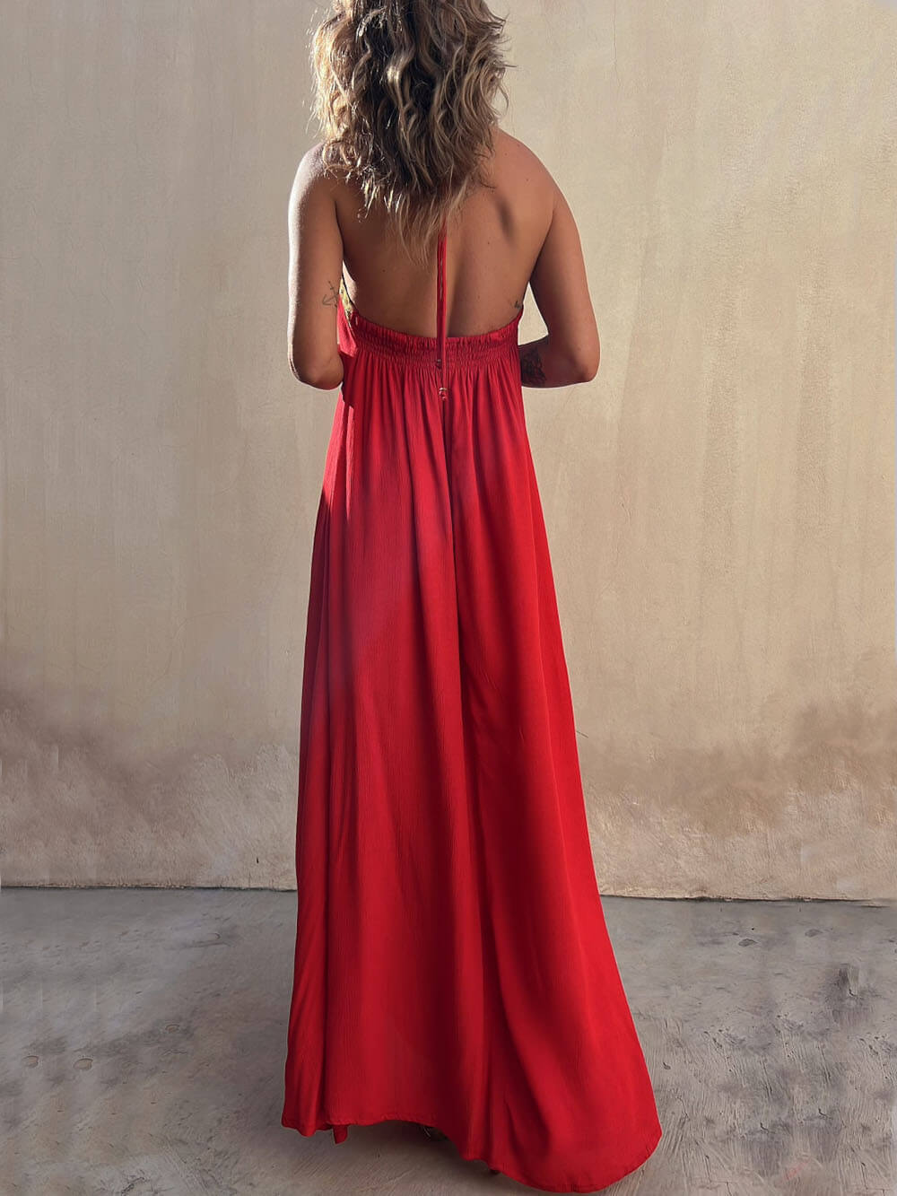 Robe Maxi Resort décontractée à col licou