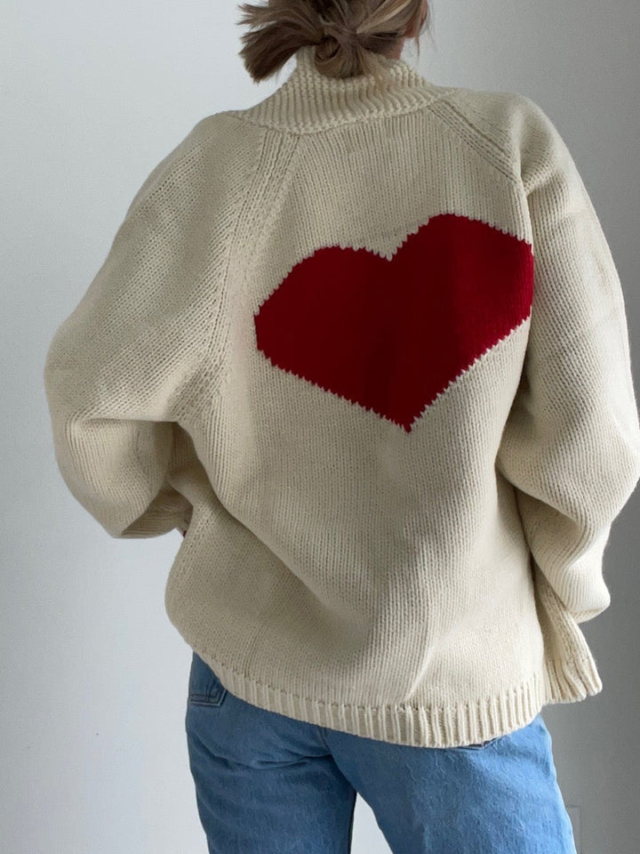 Fun heart pattern cardigan sweater jacket