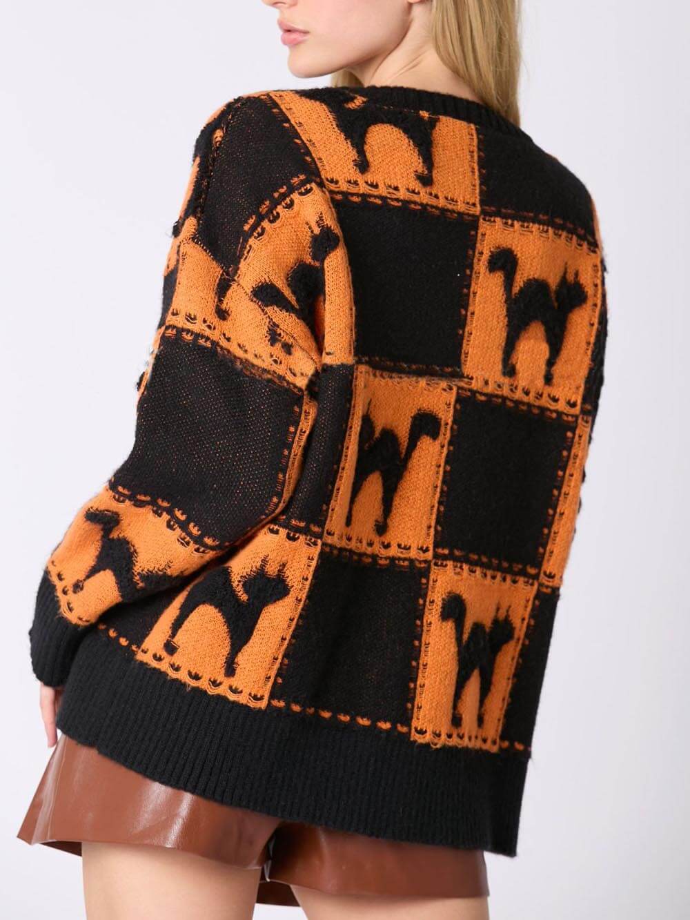 Cosplay Halloween Spook Plaid Spinnenweb Trui Knit Sweater