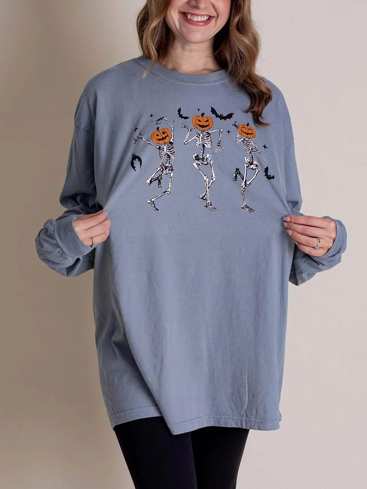 T-shirt de manga comprida Halloween Dancing Pumpkin