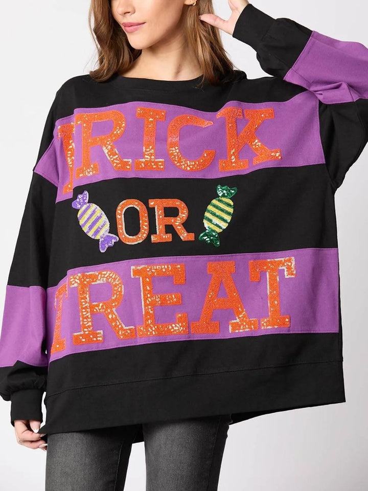 Halloween Abendkleid Pailletten Bonbon Pullover Sweatshirt