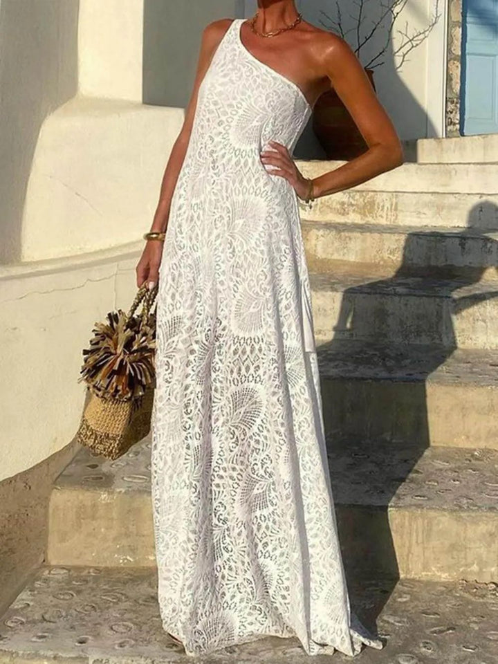 Exquisite Bohemian Lace One-shoulder Maxi Dress