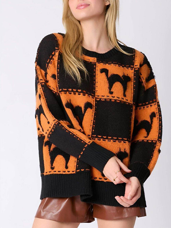 Cosplay Halloween Spöke Rutig Spindelväv Pullover Stickad tröja