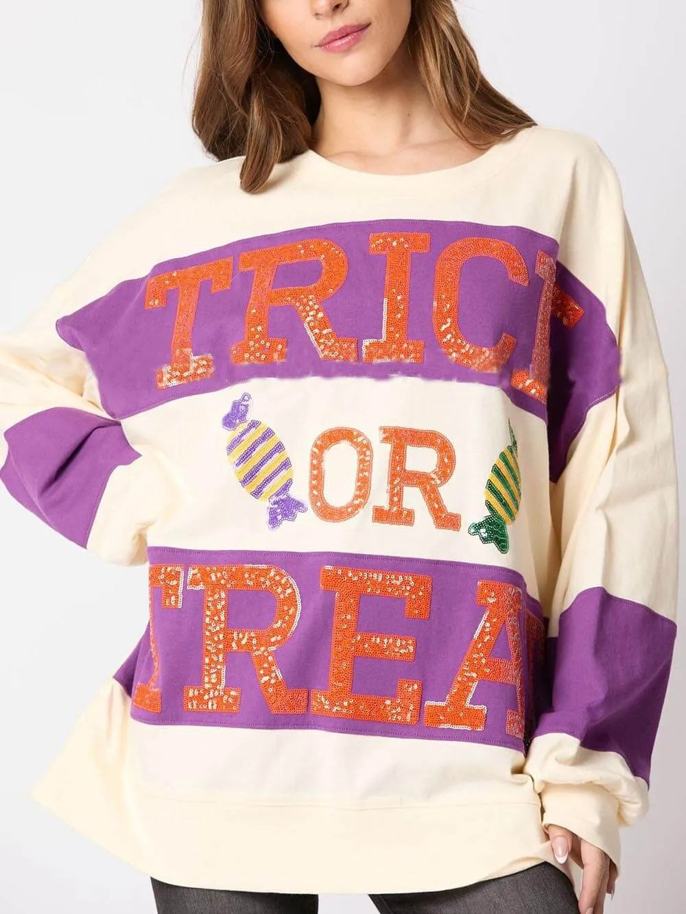 Halloween Eve Dress Sequin Candy Pullover Sweatshirt