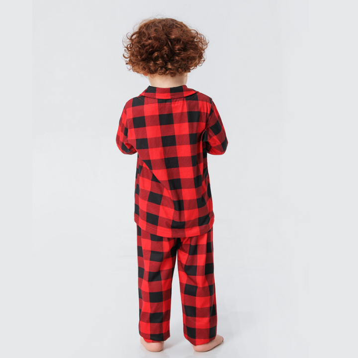 Kerstmis Plaid Staande Kraag Familie Pyjama Set