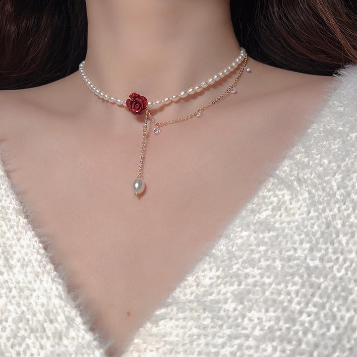 Collana di perle Rose Flower