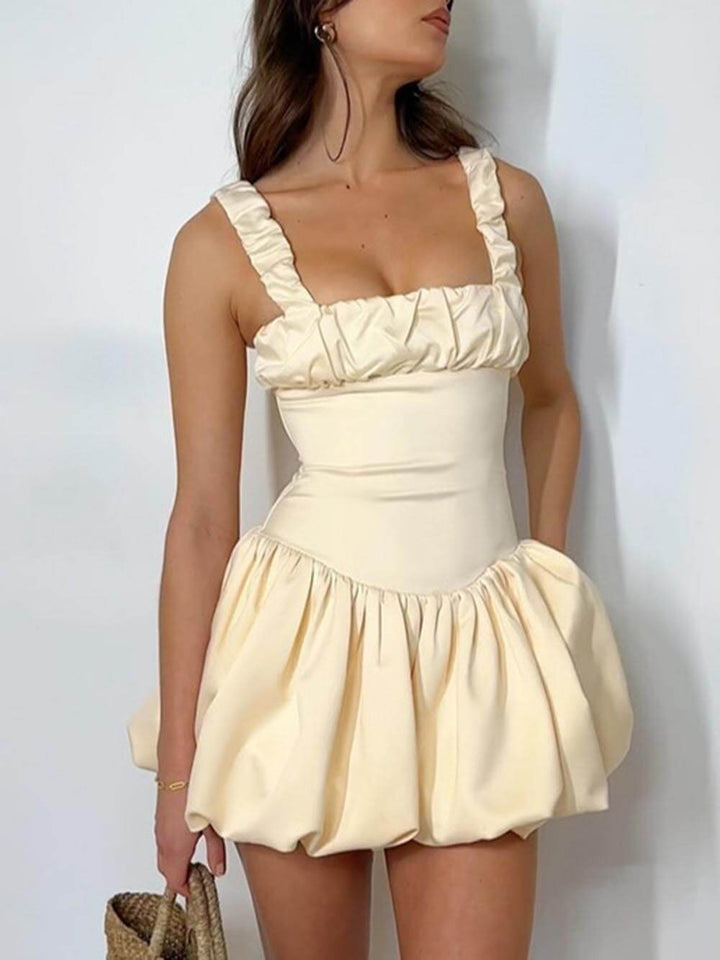 Elegant Pleated with Puffy Mini Dress