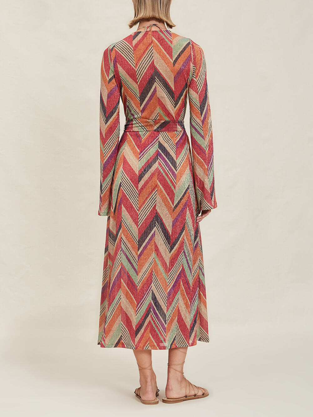 Beach Resort Geometrische print Klokmouw vest Midi Dress