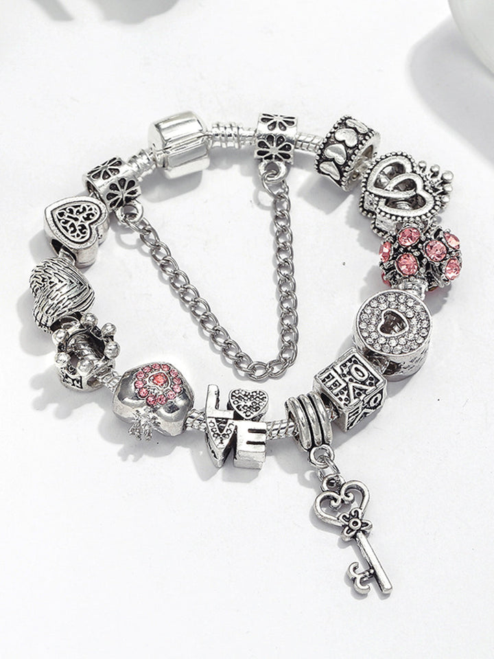 Pulsera de amor con llave y cerradura de corazón