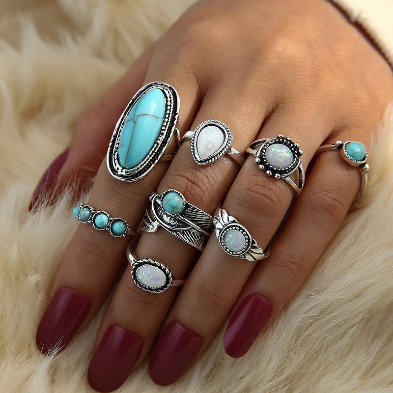 Bague bohème à plumes de turquoise Un look unique