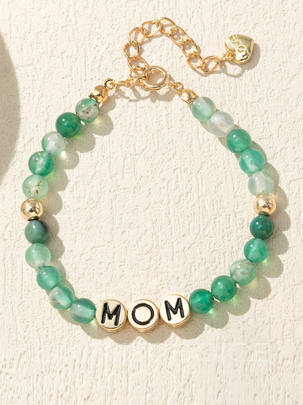 MOM Pulsera de cuentas de ágata verde natural