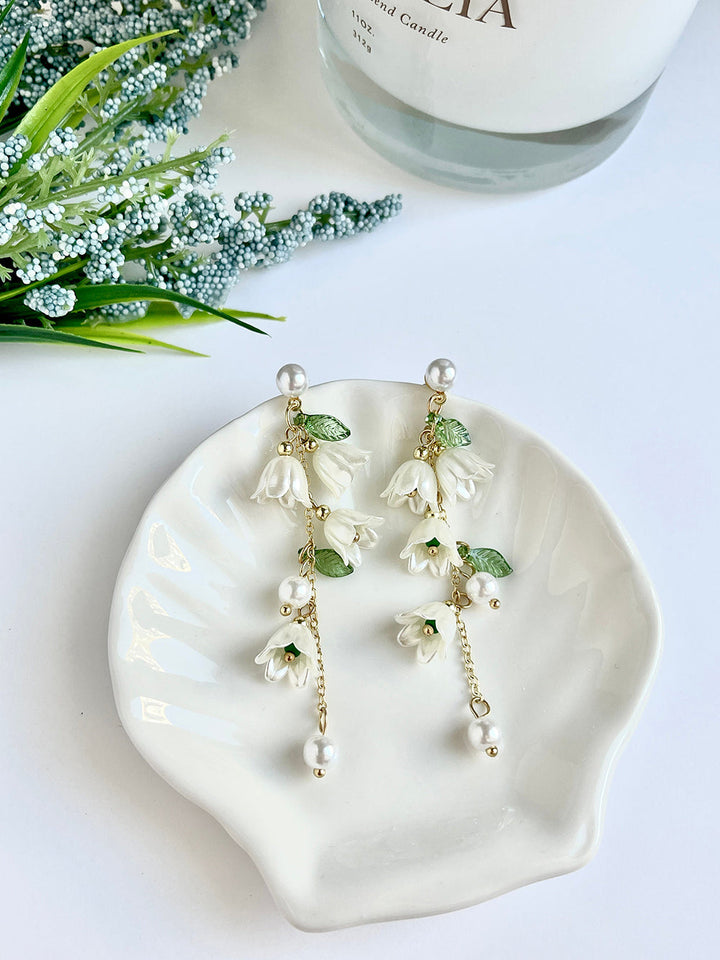 Boucles d'oreilles Tassel - Tulipes Bow White Fairy Flowers