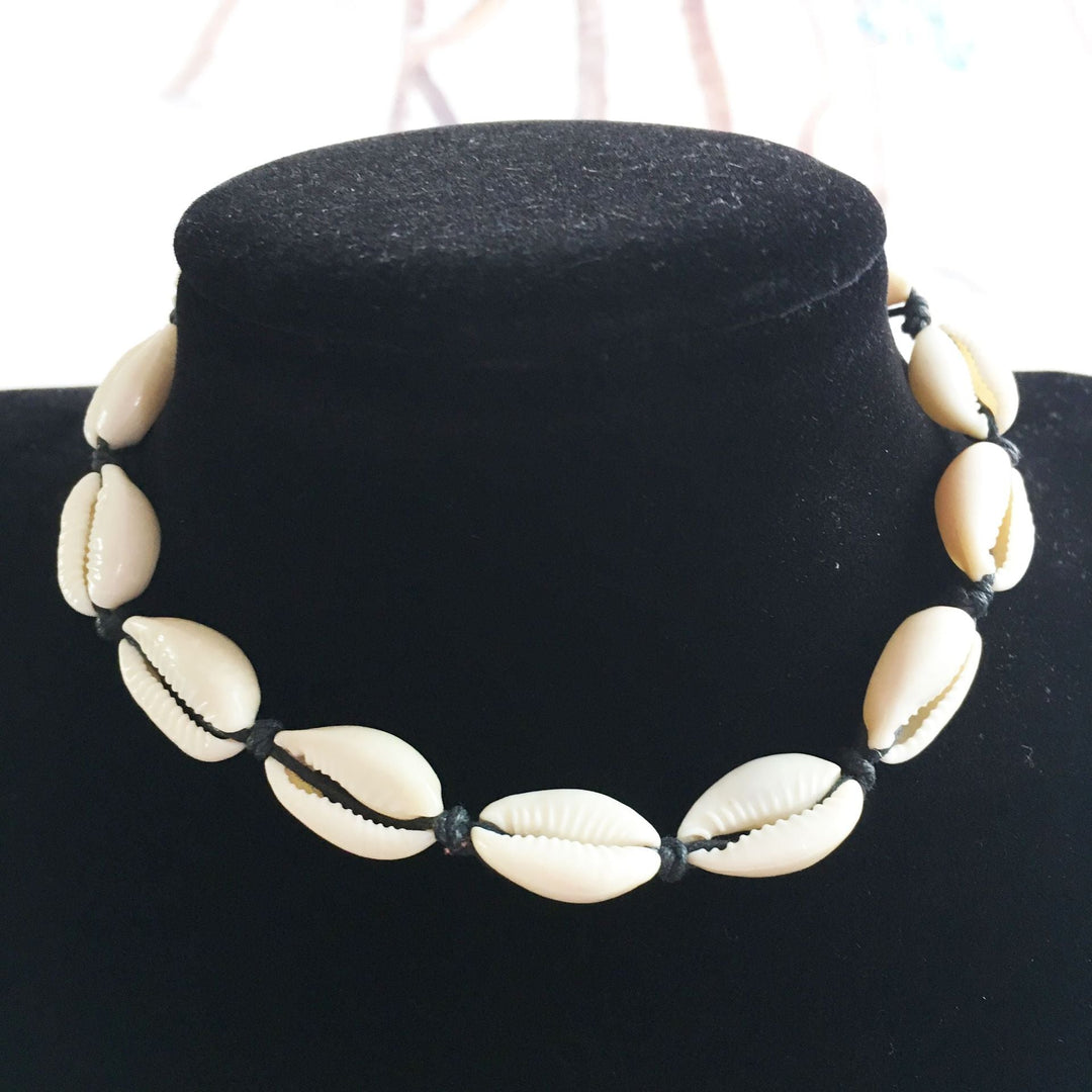 Colier la modă Hawaiian-Inspired Shell: Choker Casual Handmade din oțel inoxidabil de culoare argintie