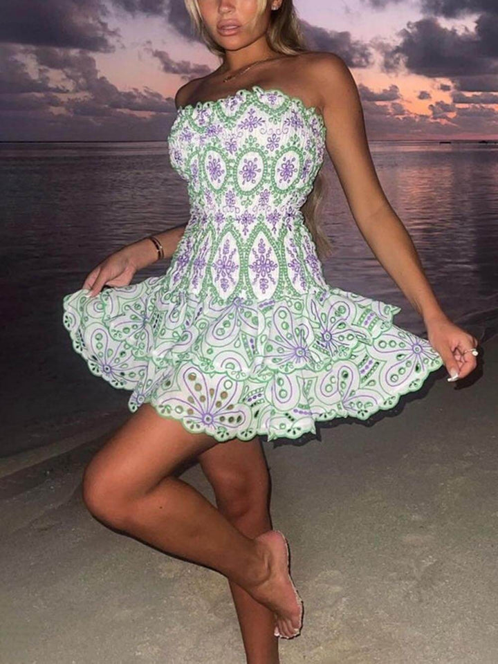 Unique Ethnic Print Cake Mini Dress