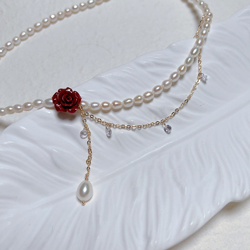 Collana di perle Rose Flower