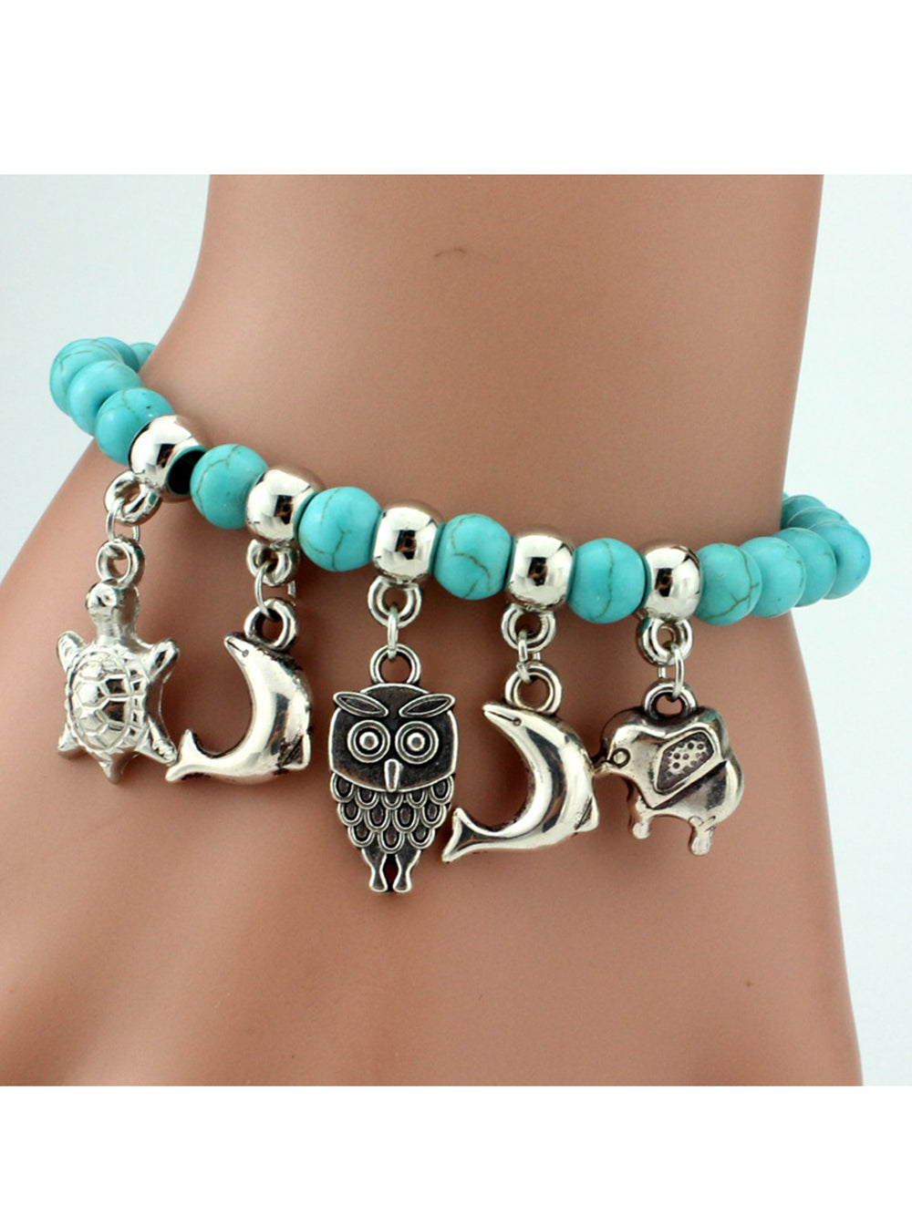 Turkooizen Fashion Olifanten Kruis Armband