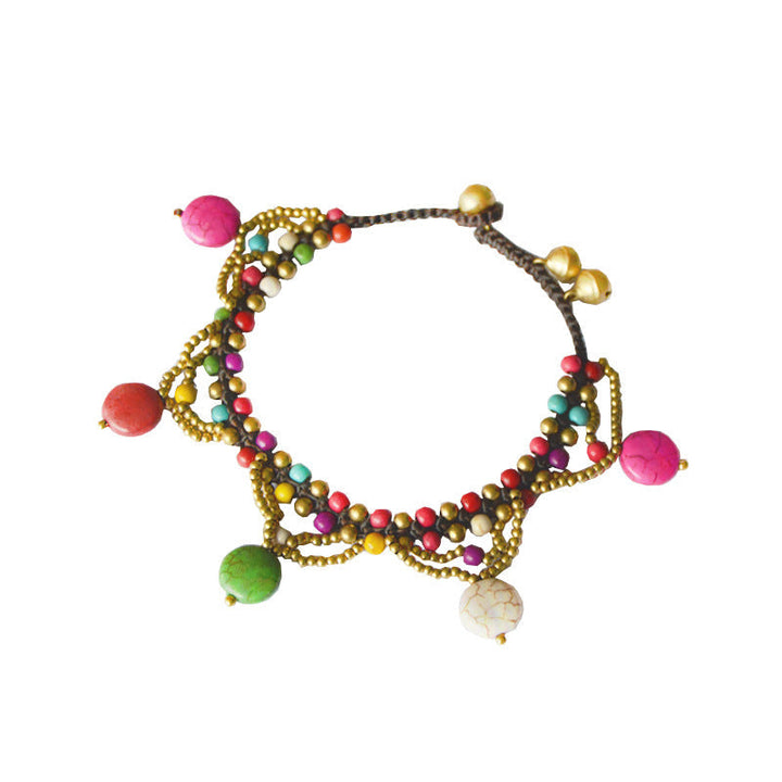 Bohemsk turkis Disc Anklet Beach Beaded