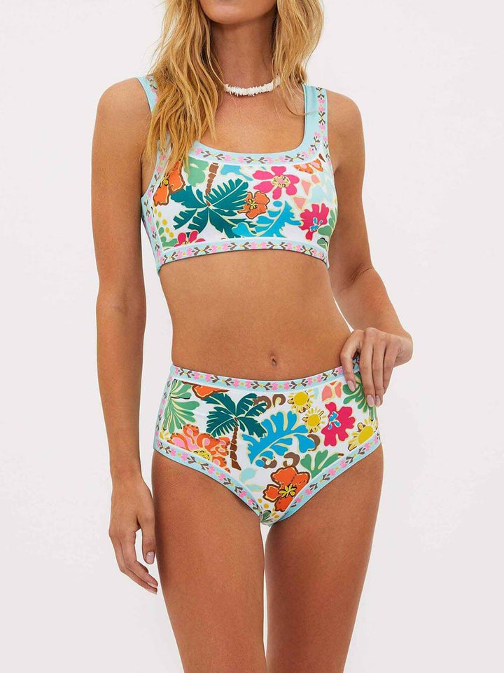 Costum de baie elastic cu imprimeu floral unic