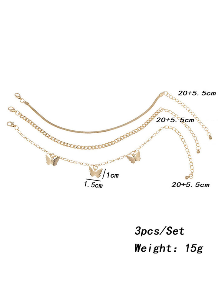 Goldtone Perhonen Station Anklet Set