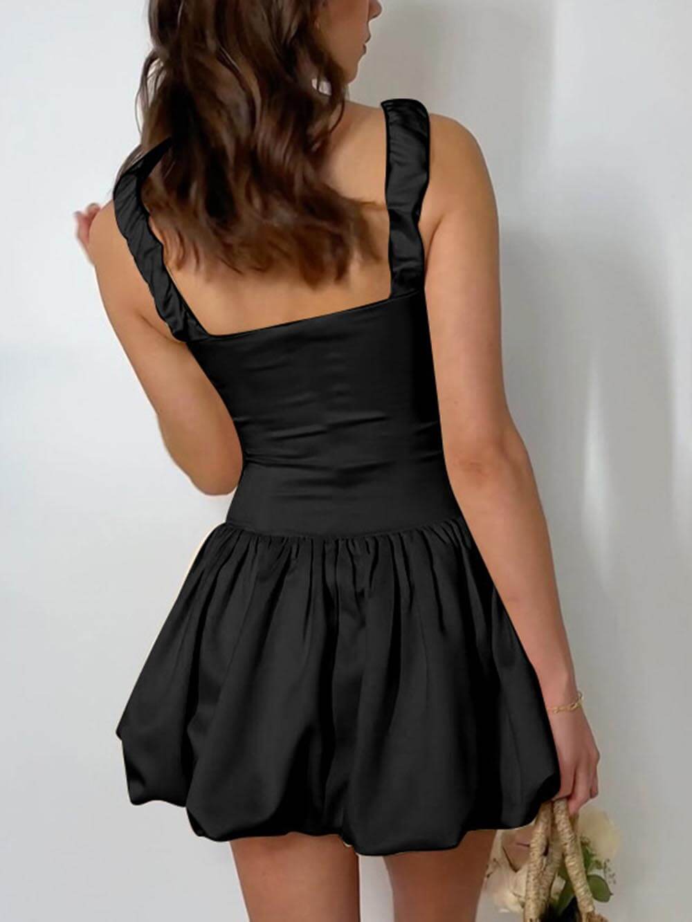 Elegant Pleated with Puffy Mini Dress