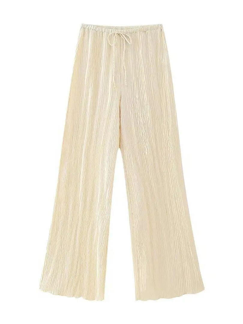 Fără mâneci Halter Top talie înaltă Casual Wide Leg Trousers Suit