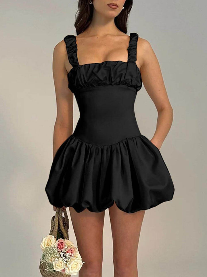 Elegant Pleated with Puffy Mini Dress