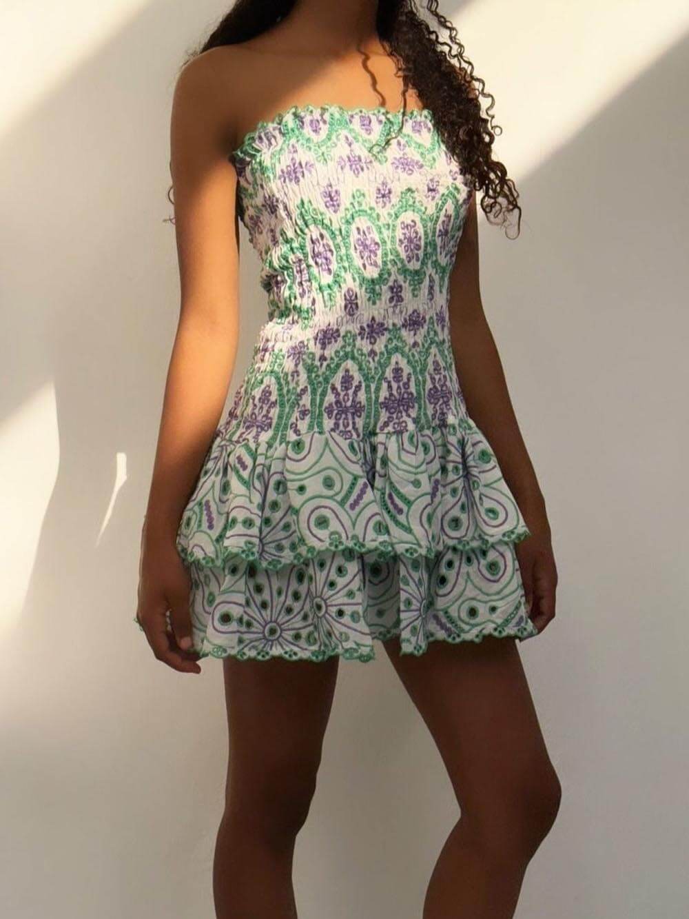 Unique Ethnic Print Cake Mini Dress