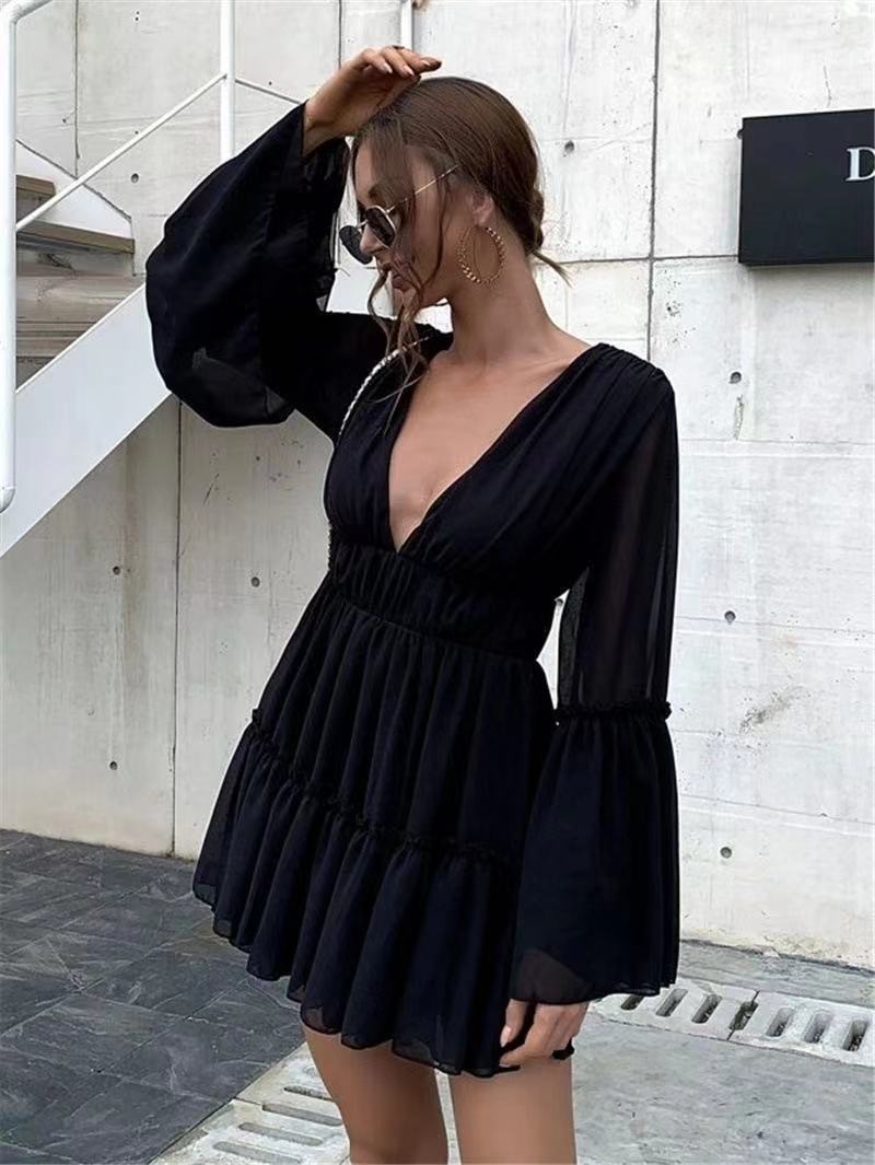 Sexy V-Ausschnitt Chiffon Strandkleid