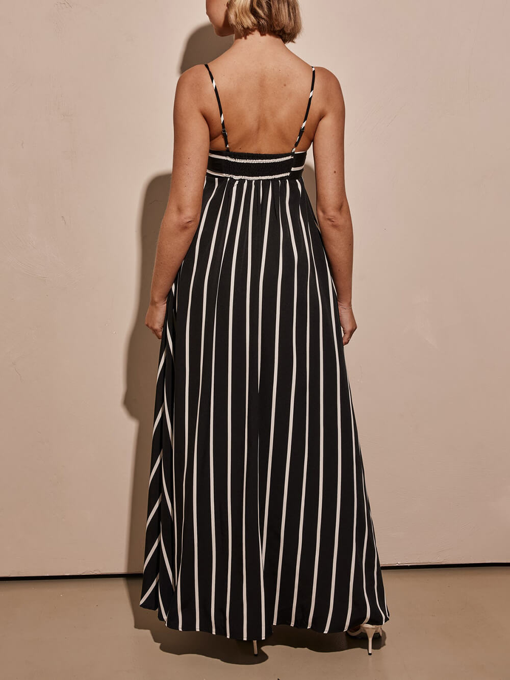 Classic Stripe imprimate cusături vrac Maxi rochie