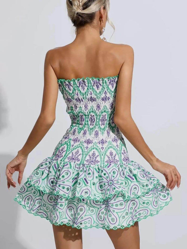 Unique Ethnic Print Cake Mini Dress