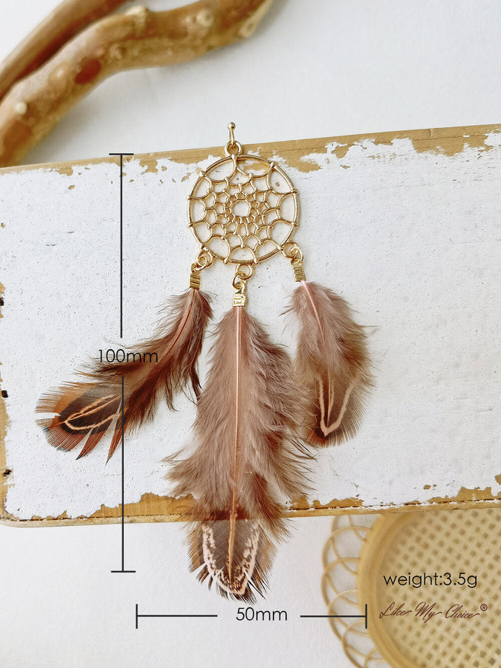 Feather Long Dream Catcher Stylish Boho Earrings