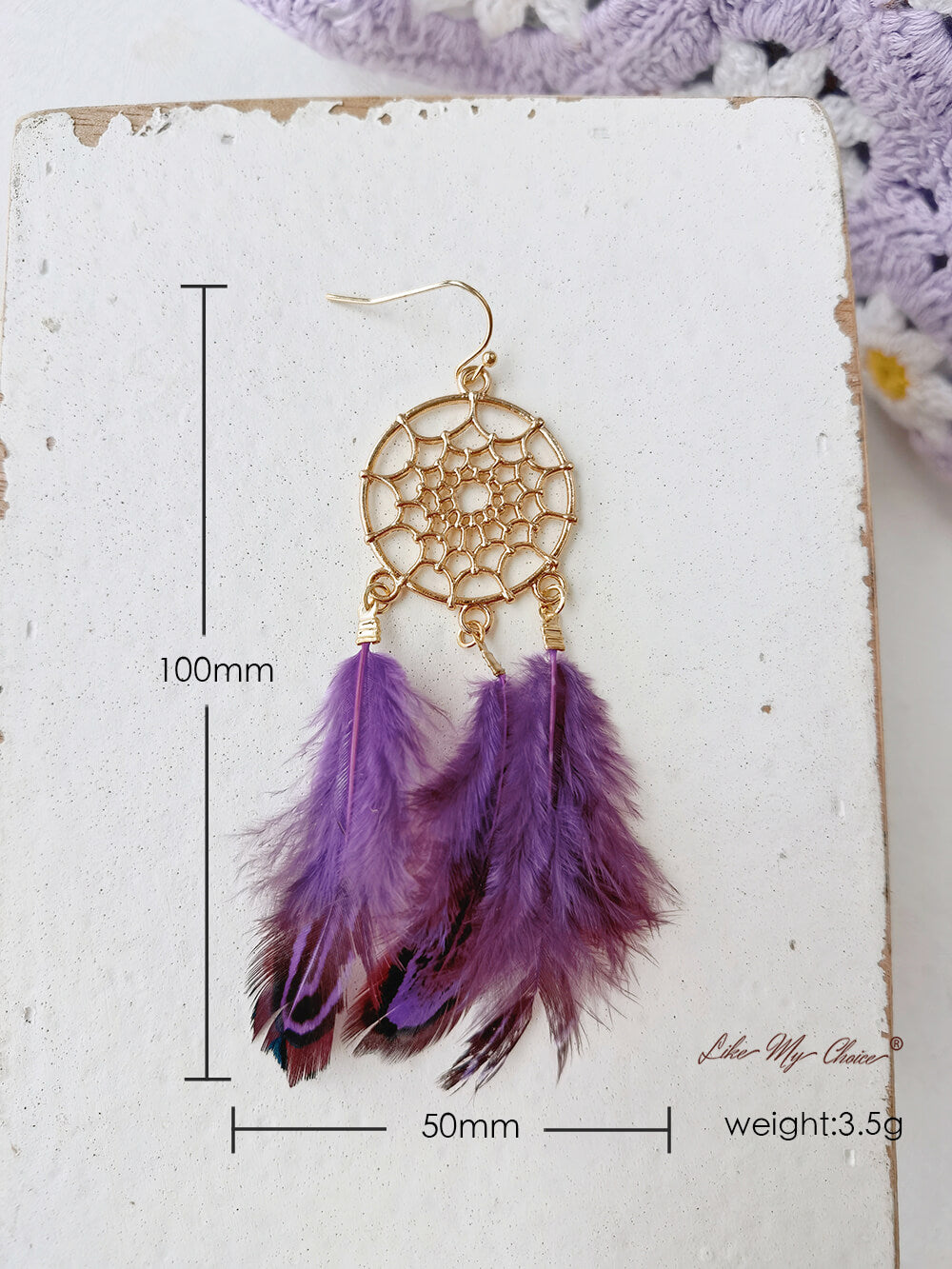 Dlouhé peříčko Dream Catcher Stylové boho náušnice