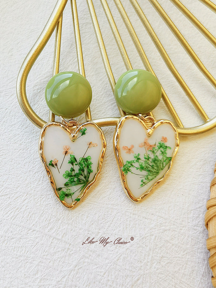 Pressed Flower Earrings - Queen Anne's Lace Flowers