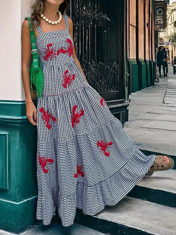 Exquisito vestido camisola midi bordado para las fiestas